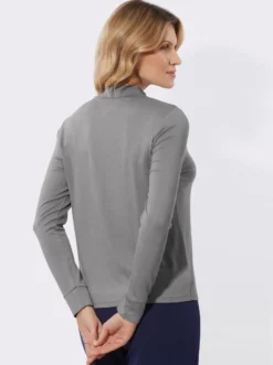 Stehkragenshirt mit Deko-Schleife