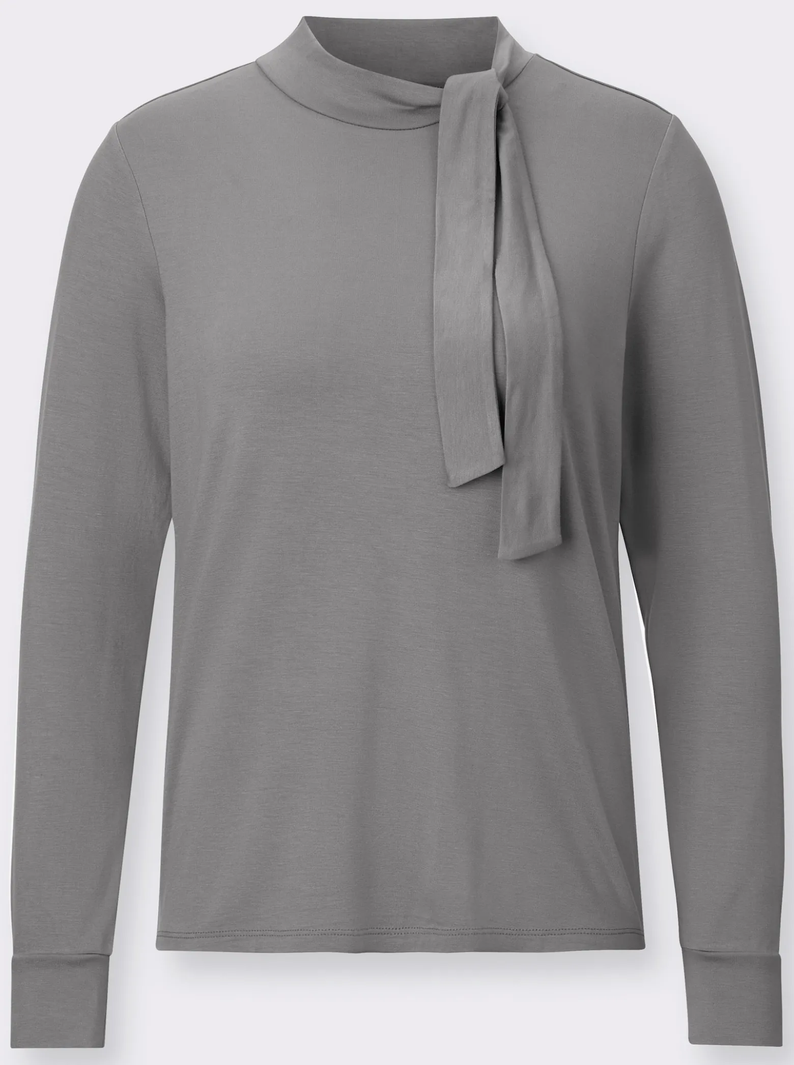 Stehkragenshirt mit Deko-Schleife