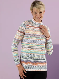 Stehkragenshirt mit Druckmuster
