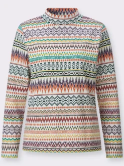 Stehkragenshirt mit Druckmuster