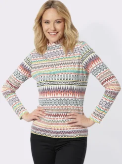 Stehkragenshirt mit Druckmuster
