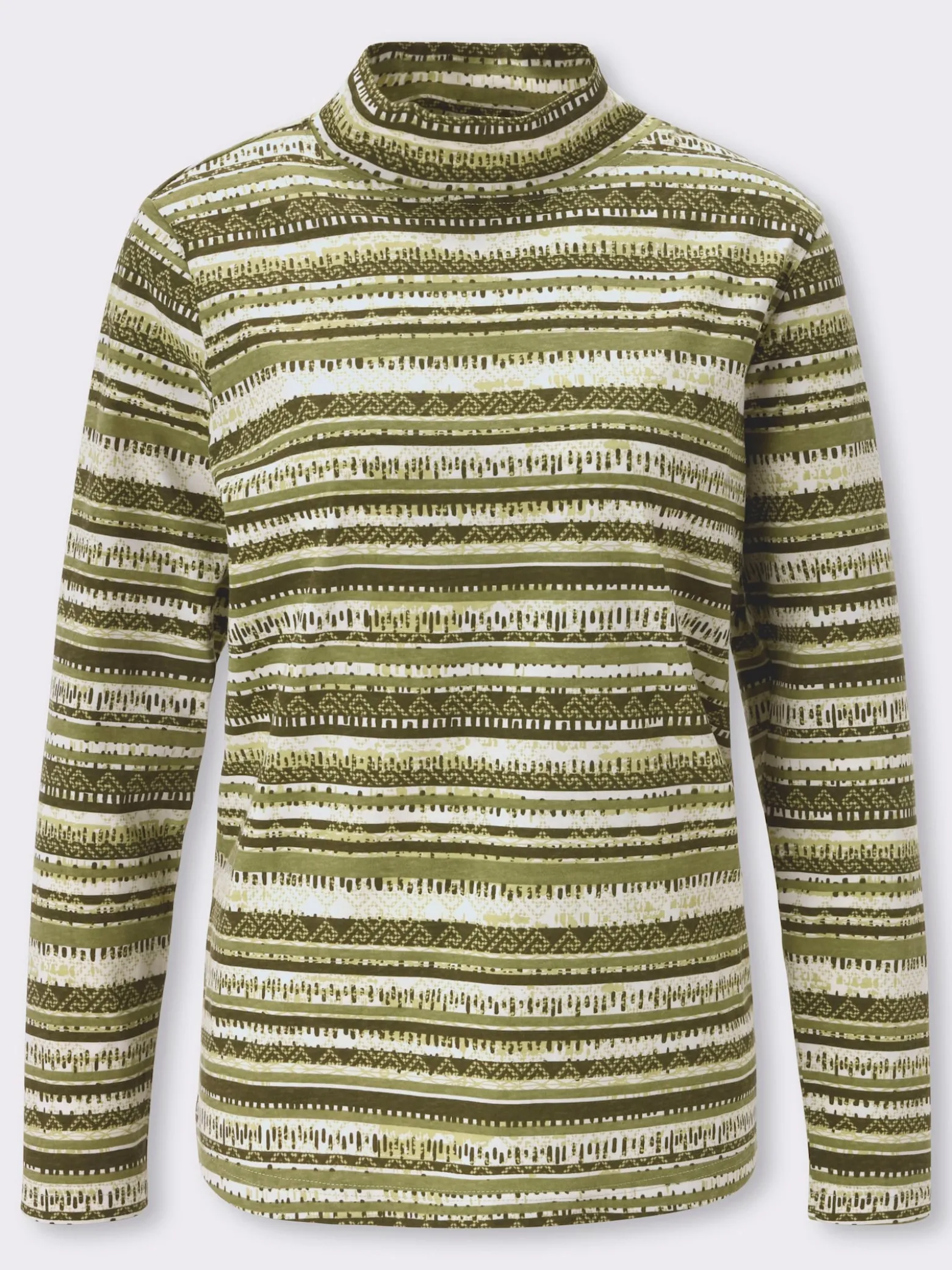 Stehkragenshirt mit Ethno-Druck