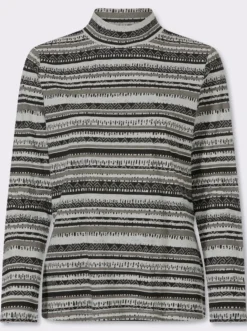 Stehkragenshirt mit Ethno-Druck
