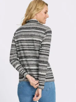 Stehkragenshirt mit Ethno-Druck