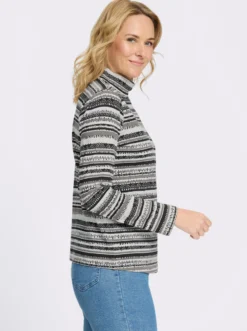 Stehkragenshirt mit Ethno-Druck