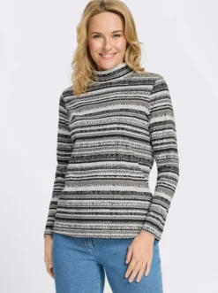 Stehkragenshirt mit Ethno-Druck