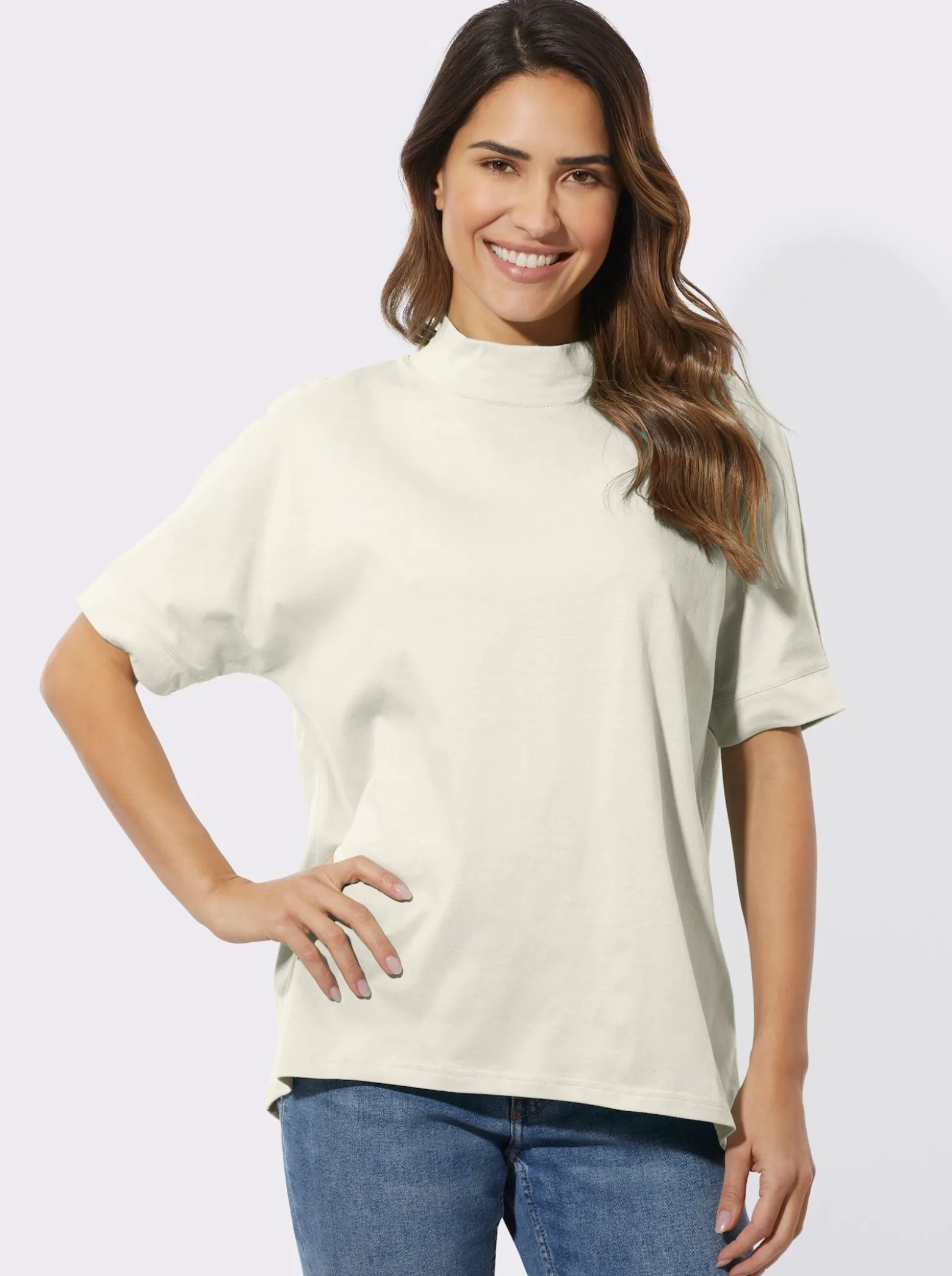 Stehkragenshirt mit Falte hinten