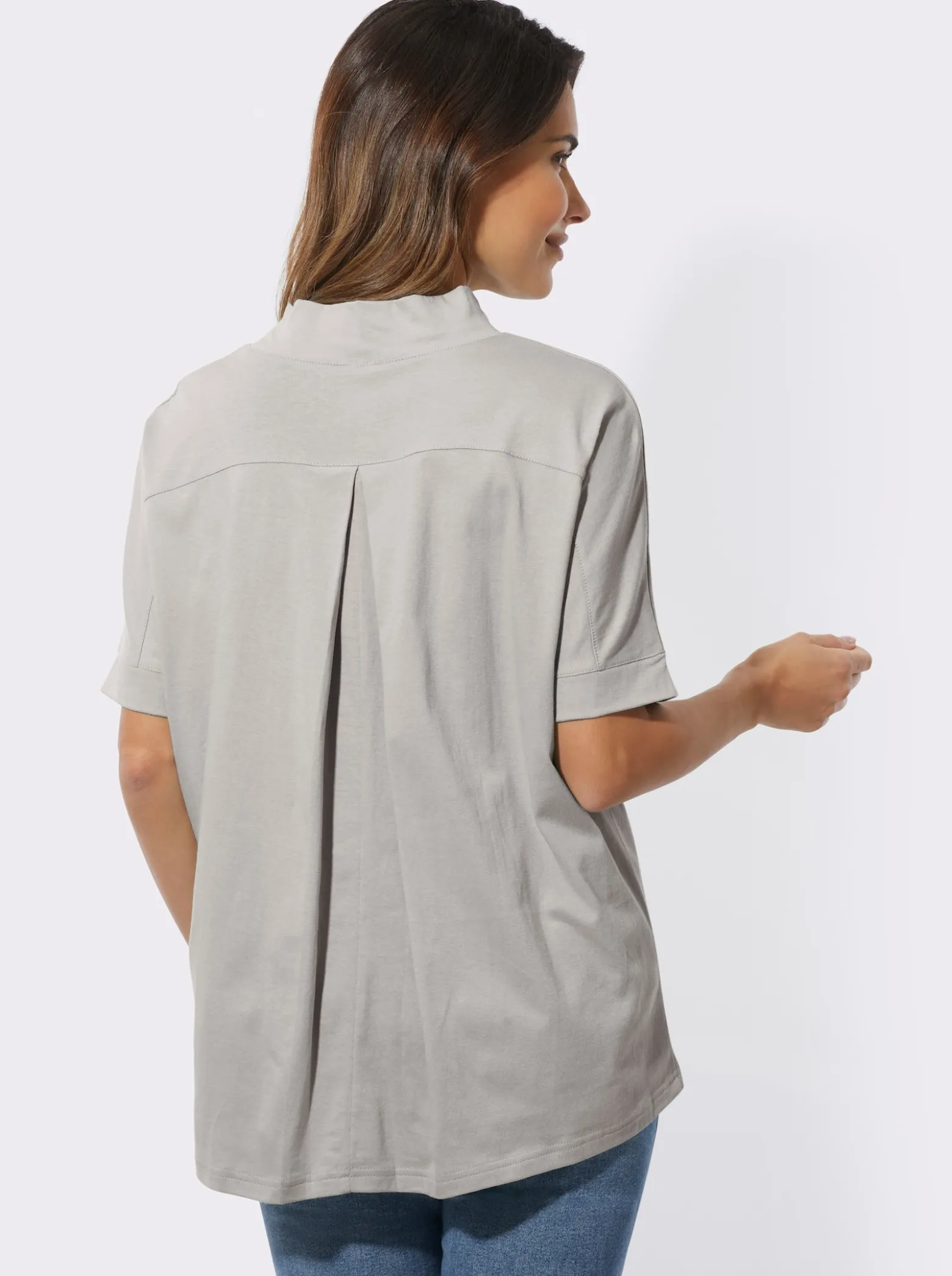 Stehkragenshirt mit Falte hinten