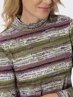 Stehkragenshirt mit farbharmonischen Streifen