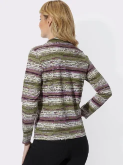 Stehkragenshirt mit farbharmonischen Streifen