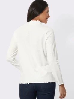 Stehkragenshirt mit gewellten Abschlüssen