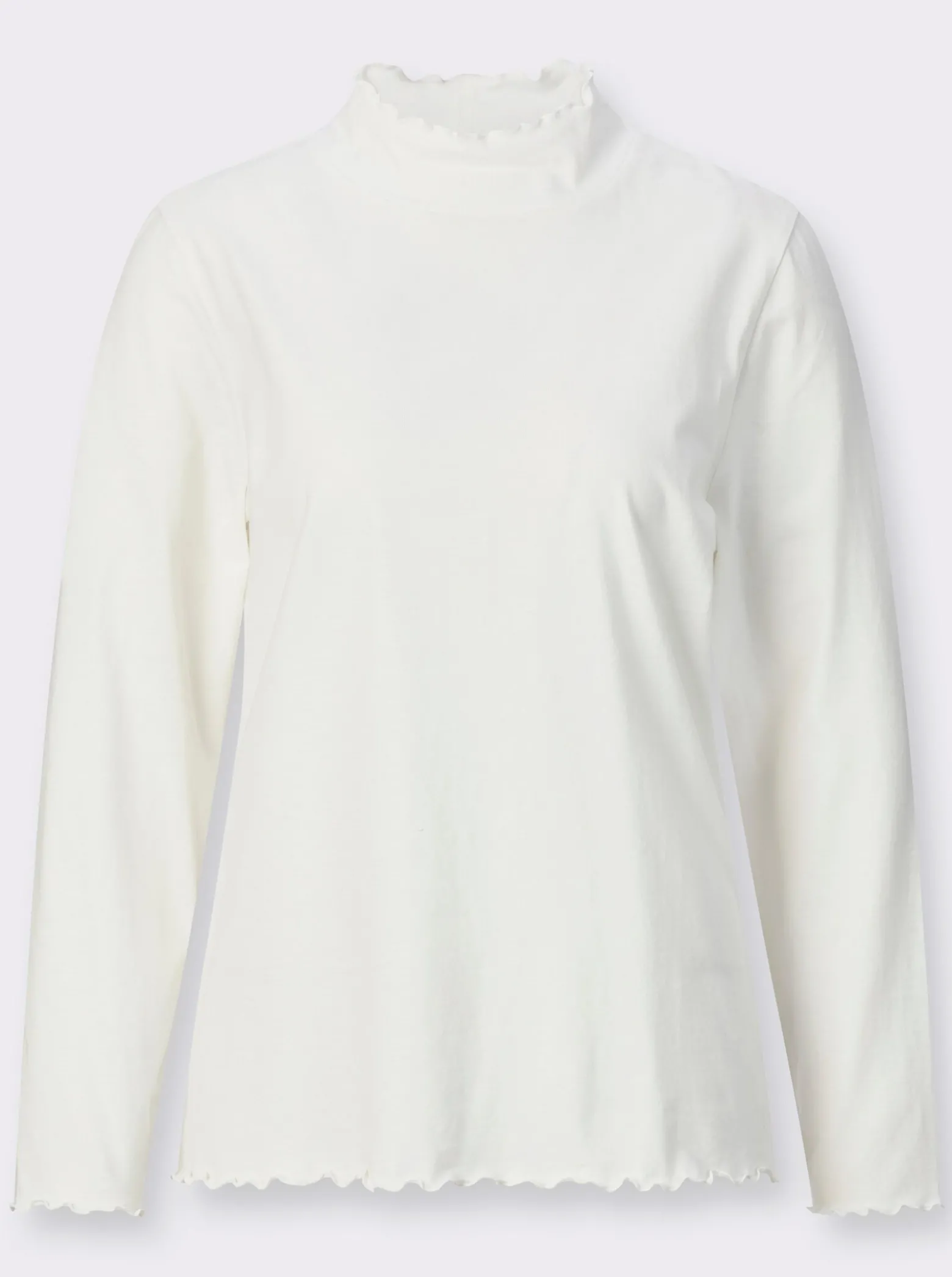 Stehkragenshirt mit gewellten Abschlüssen