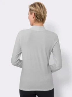Stehkragenshirt mit Glitzersteinchen
