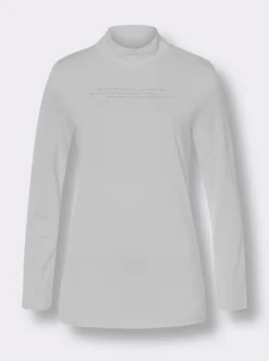 Stehkragenshirt mit Glitzersteinchen