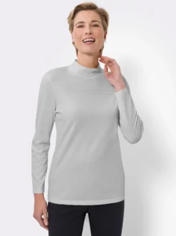 Stehkragenshirt mit Glitzersteinchen