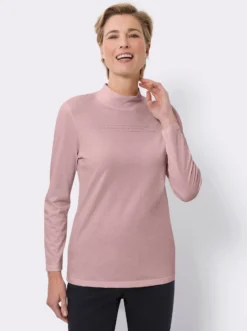 Stehkragenshirt mit Glitzersteinchen