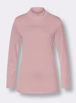 Stehkragenshirt mit Glitzersteinchen
