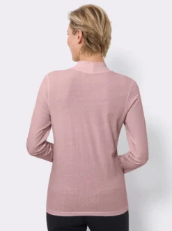 Stehkragenshirt mit Glitzersteinchen