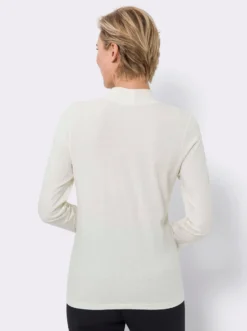 Stehkragenshirt mit Glitzersteinchen