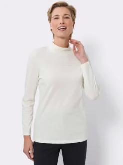 Stehkragenshirt mit Glitzersteinchen