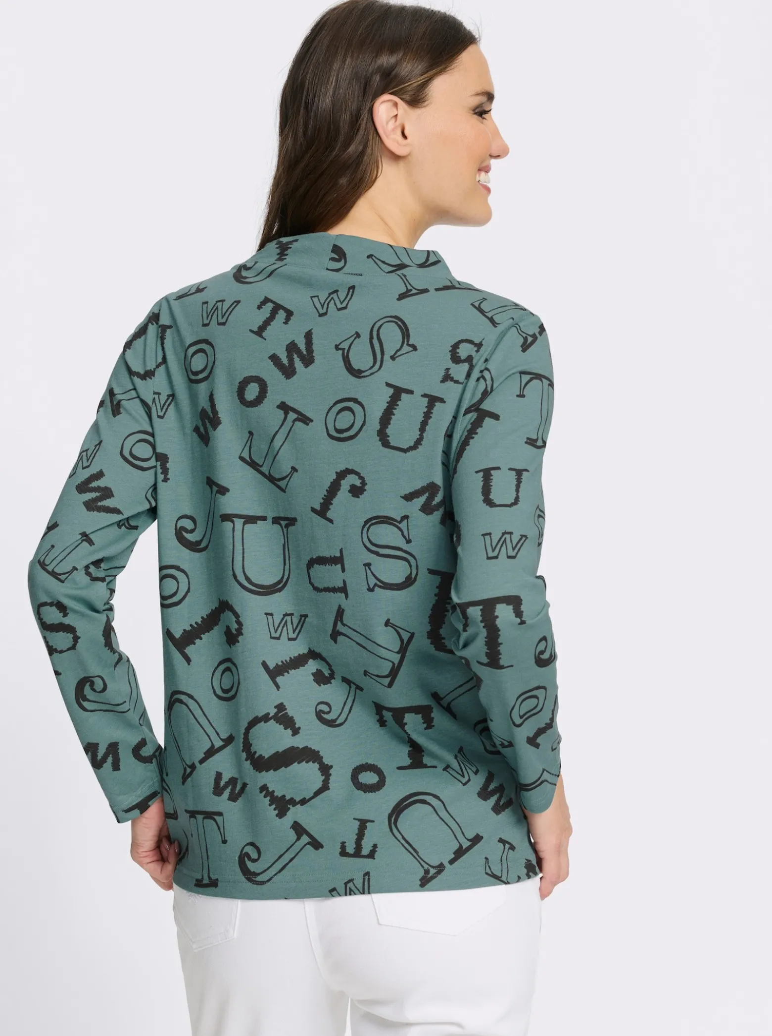 Stehkragenshirt mit Lettering-Print