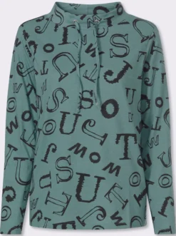Stehkragenshirt mit Lettering-Print