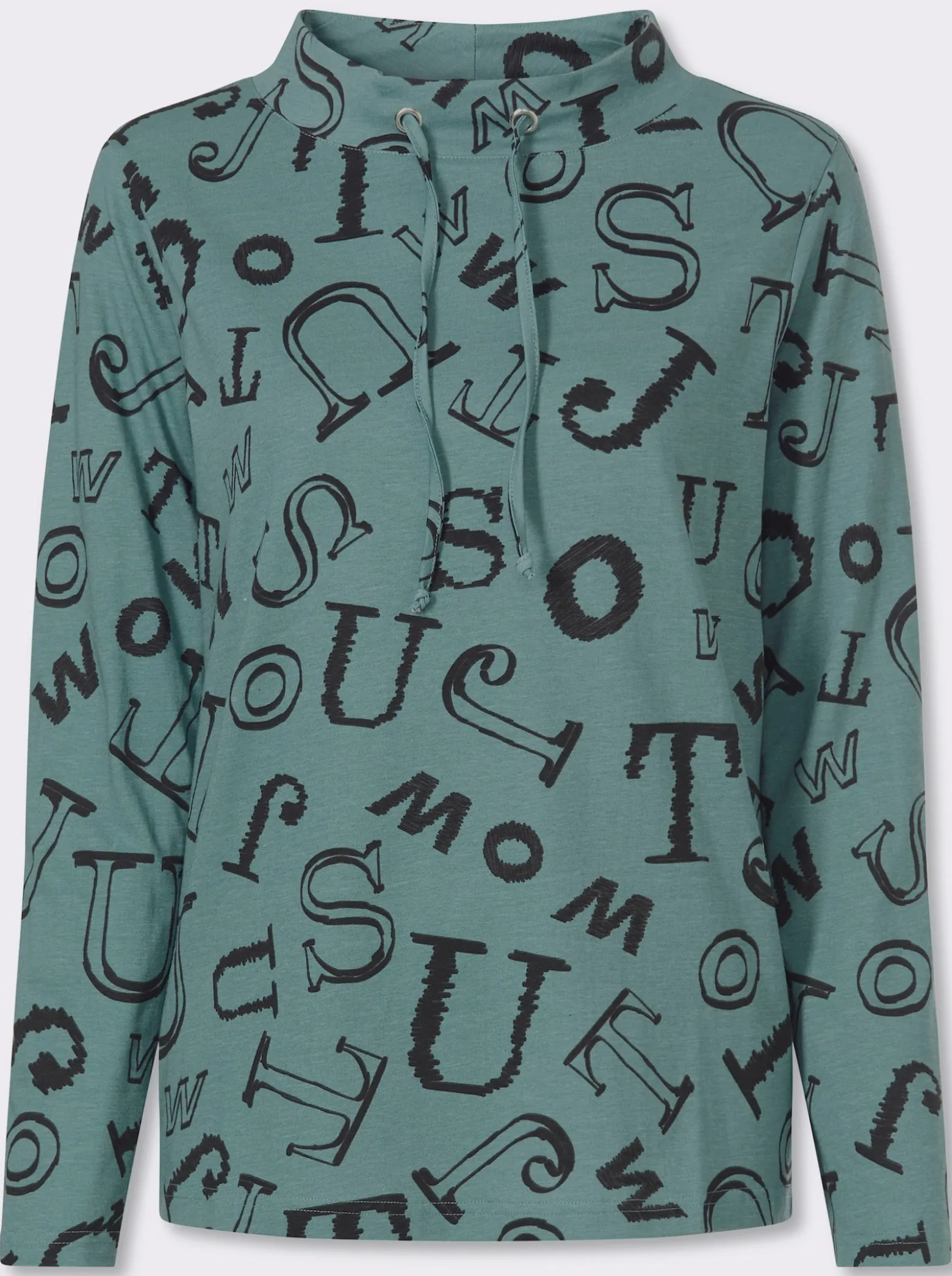 Stehkragenshirt mit Lettering-Print