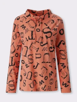 Stehkragenshirt mit Lettering-Print