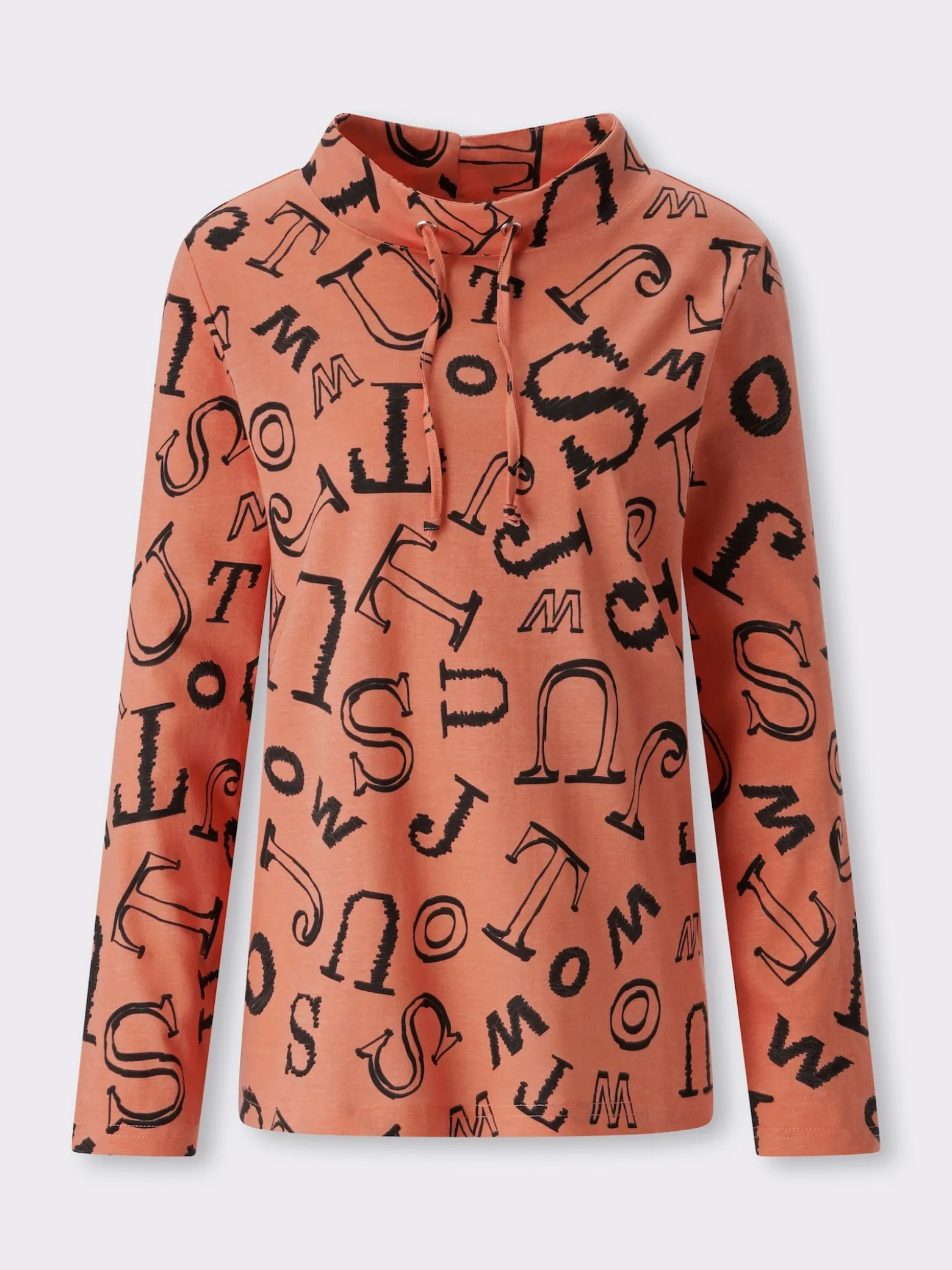 Stehkragenshirt mit Lettering-Print