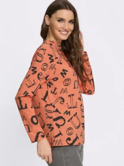 Stehkragenshirt mit Lettering-Print