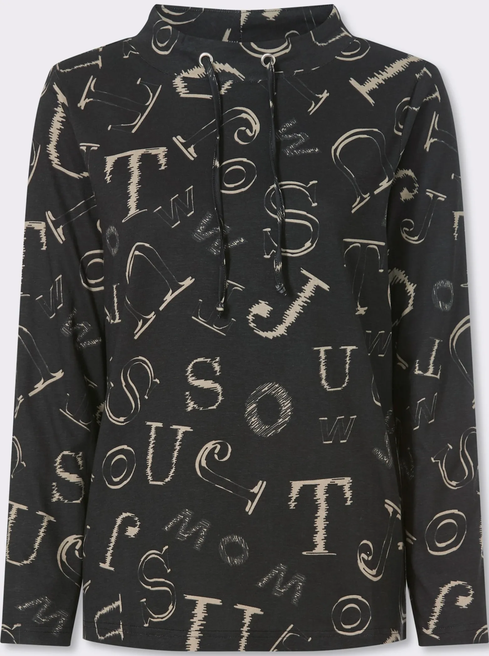 Stehkragenshirt mit Lettering-Print