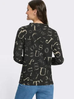 Stehkragenshirt mit Lettering-Print