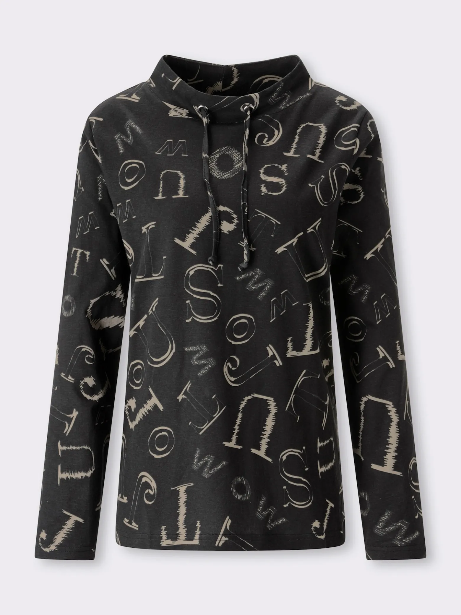 Stehkragenshirt mit Lettering-Print