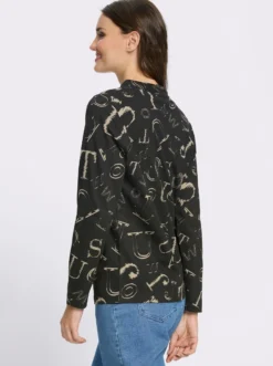 Stehkragenshirt mit Lettering-Print
