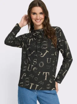 Stehkragenshirt mit Lettering-Print