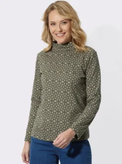 Stehkragenshirt mit Minimalmuster