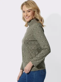 Stehkragenshirt mit Minimalmuster