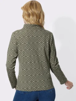 Stehkragenshirt mit Minimalmuster