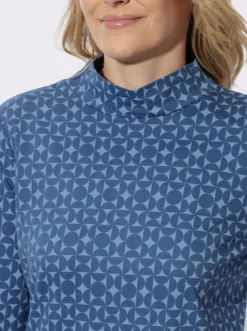 Stehkragenshirt mit Minimalmuster
