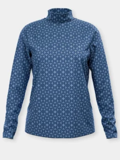 Stehkragenshirt mit Minimalmuster