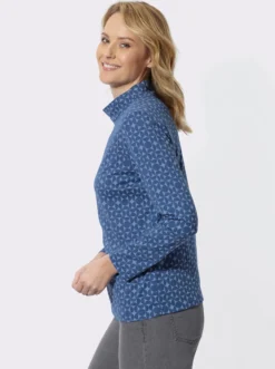 Stehkragenshirt mit Minimalmuster