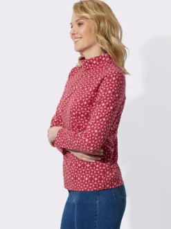 Stehkragenshirt mit Minimalmuster
