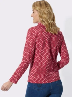 Stehkragenshirt mit Minimalmuster