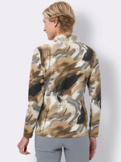 Stehkragenshirt mit Pinselstrich-Muster