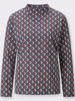 Stehkragenshirt mit Print