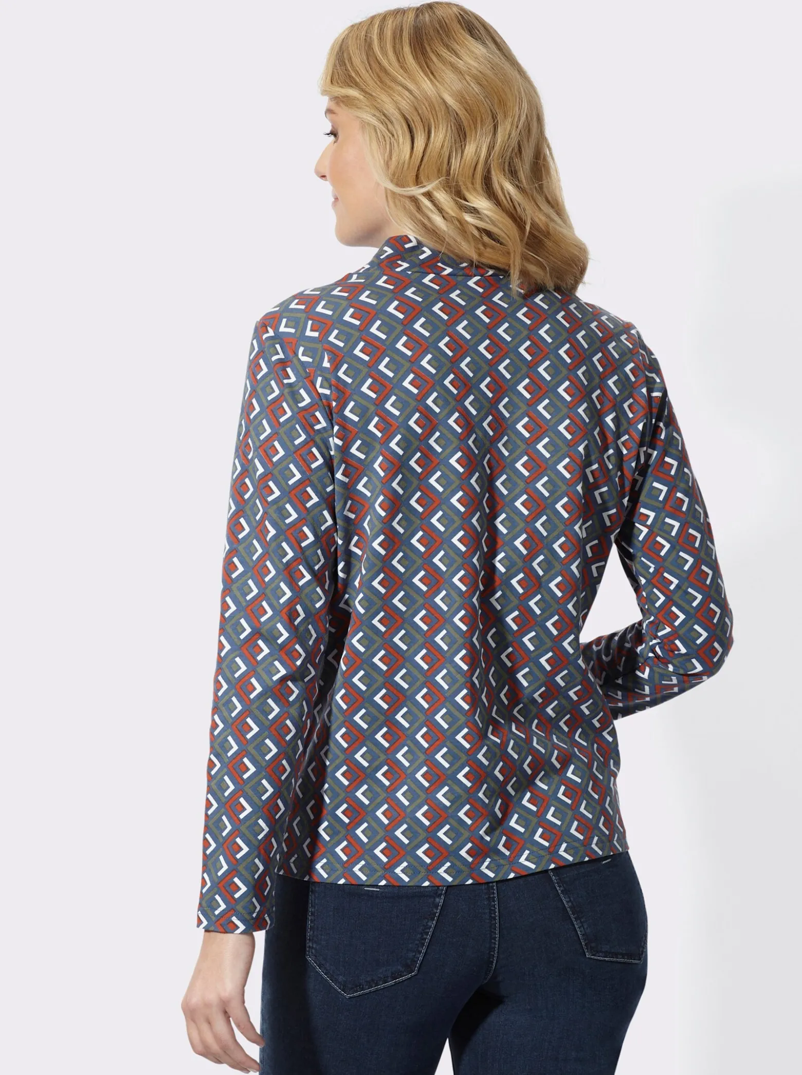 Stehkragenshirt mit Print