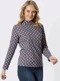 Stehkragenshirt mit Print