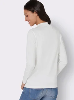 Stehkragenshirt mit Raffungen im Vorderteil