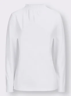 Stehkragenshirt mit Raffungen im Vorderteil