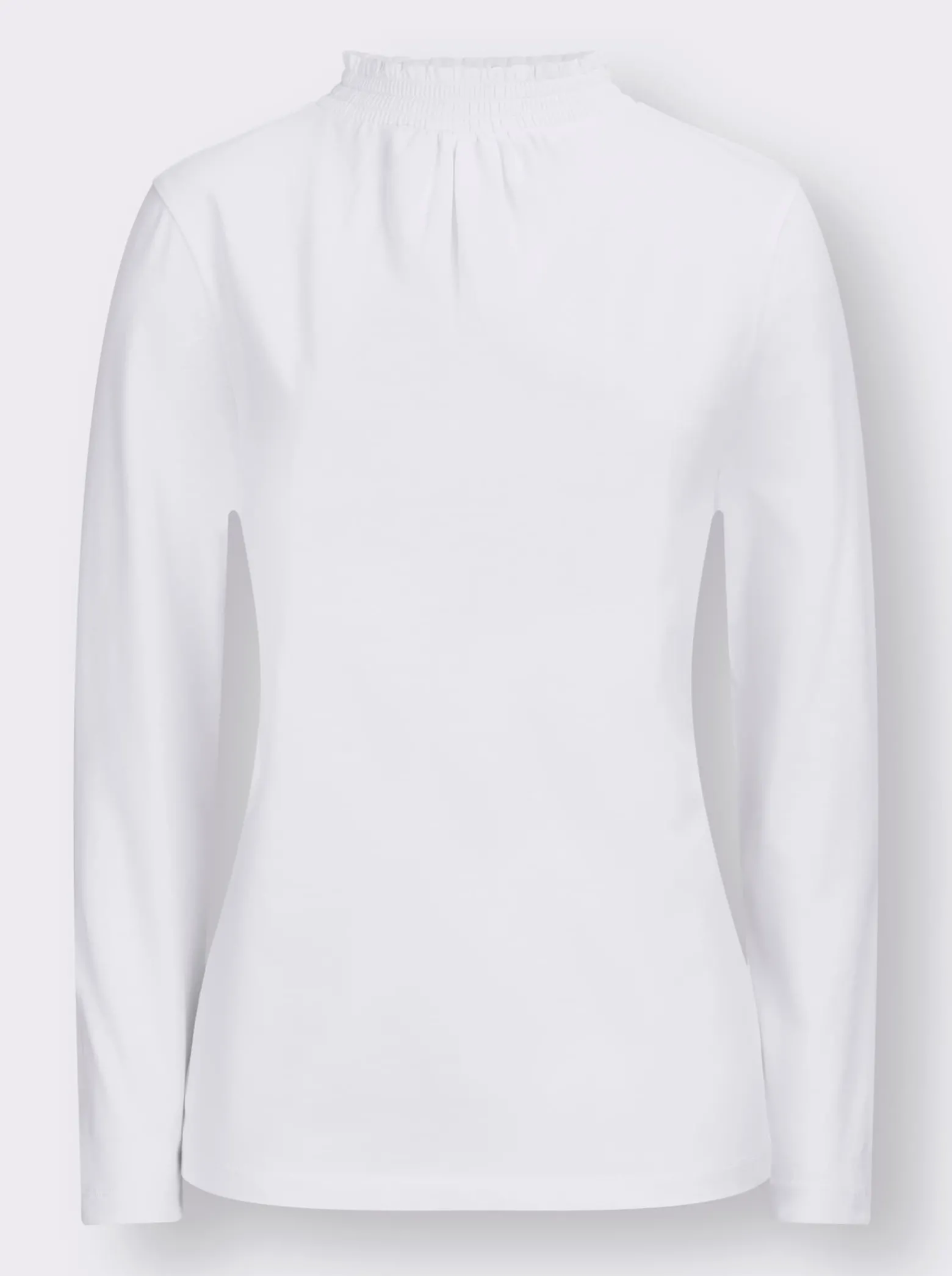 Stehkragenshirt mit Raffungen im Vorderteil